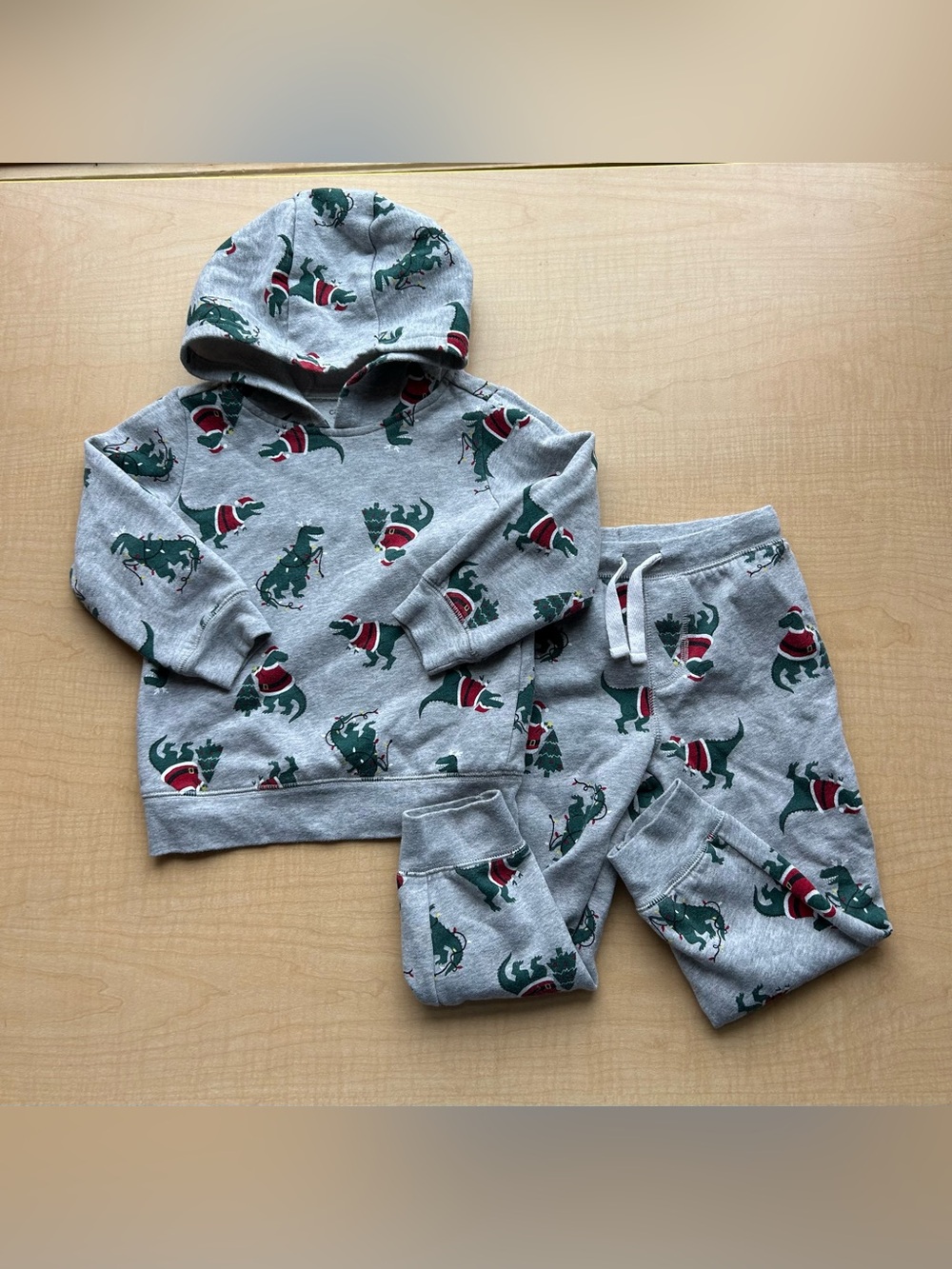 Carter's Child of Mine Toddler Boy Christmas Dinosaur Hoodie Set 3T